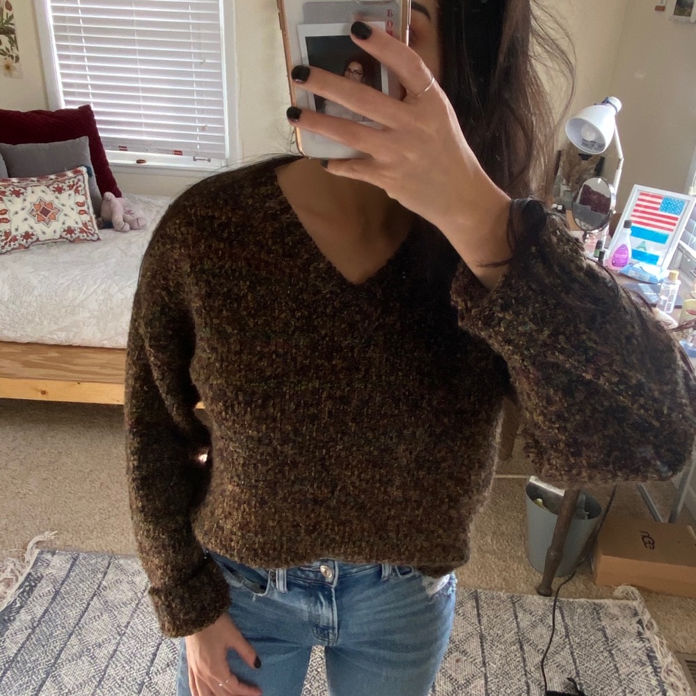 Brown multi-color sweater